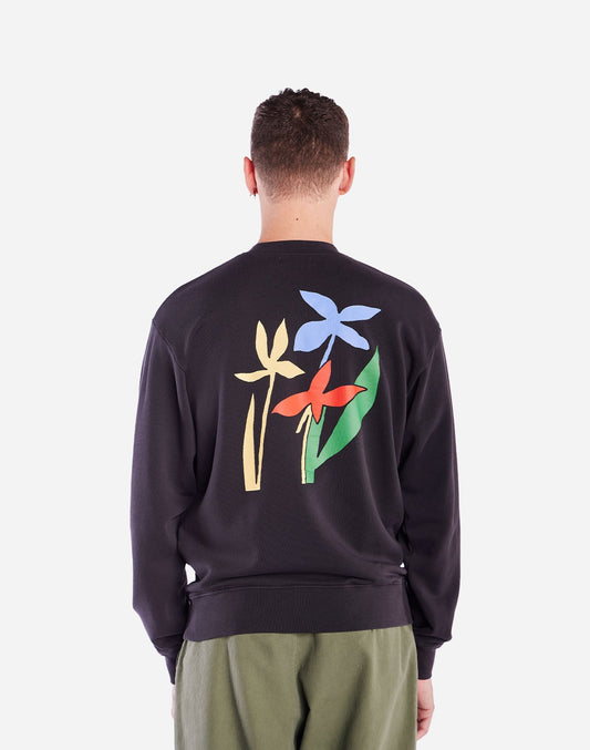 Sweat en coton biologique | noir "Sweat flora noir carbone - carbon black"