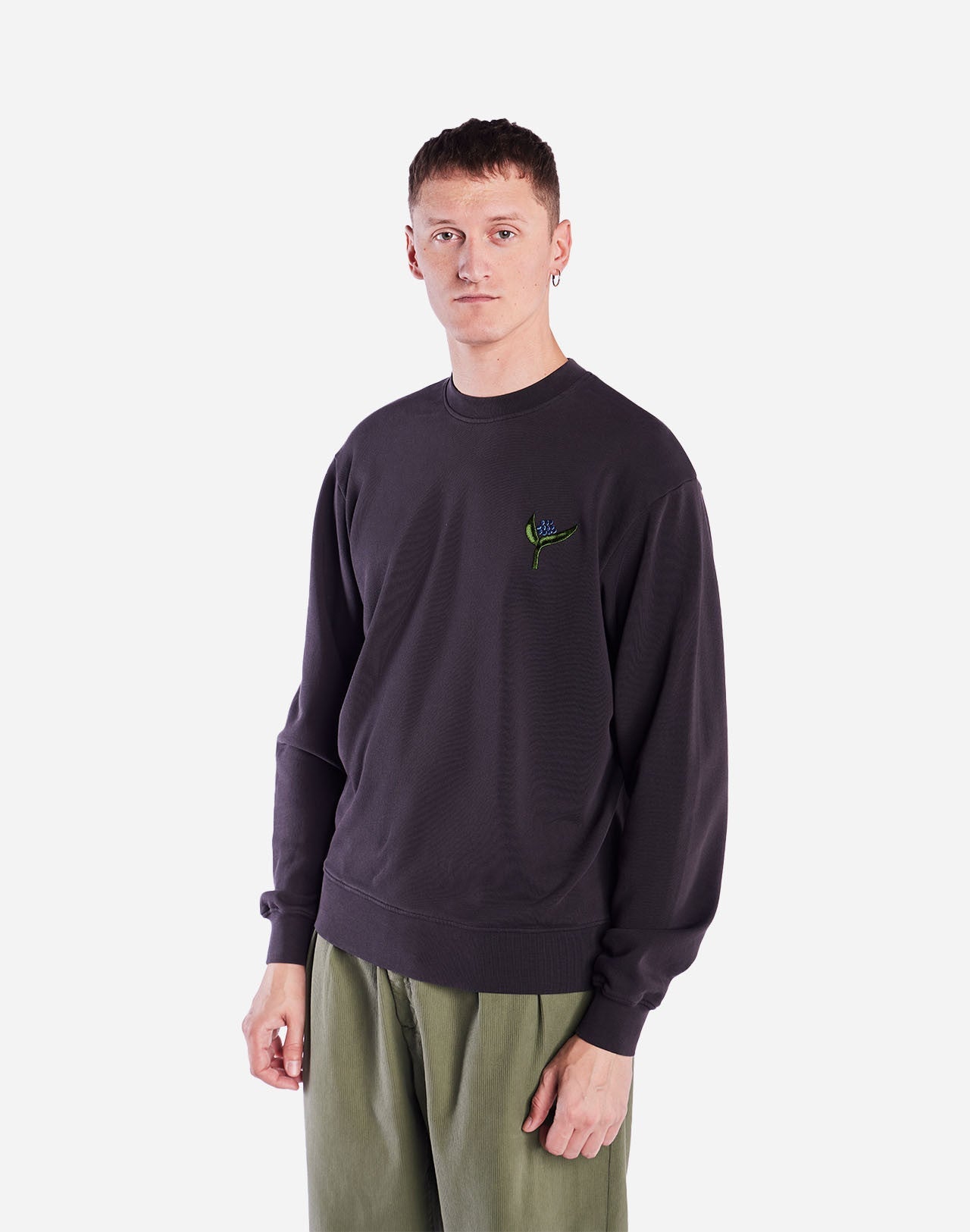Sweat en coton biologique | noir "Sweat flora noir carbone - carbon black"