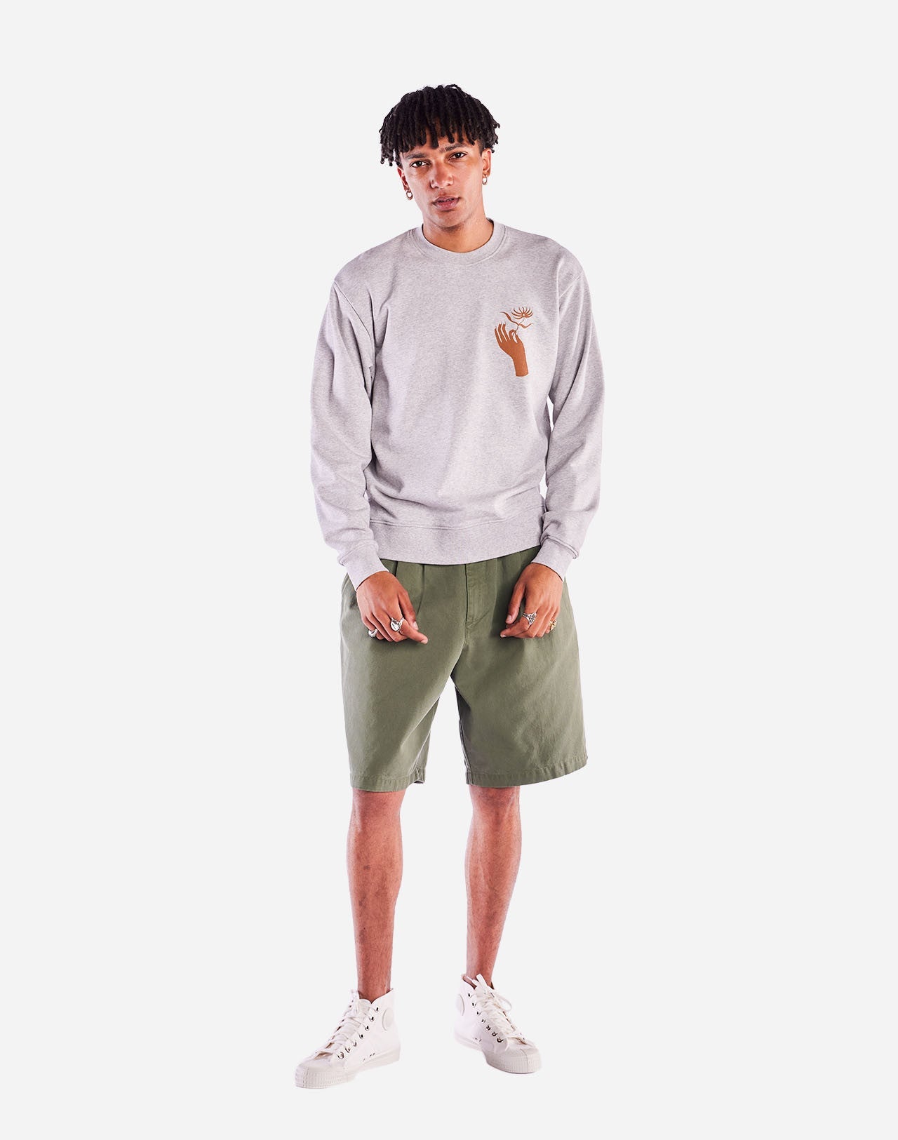 Sweat en coton biologique | gris "Sweat labyrinth dahlia gris chine - heather grey"