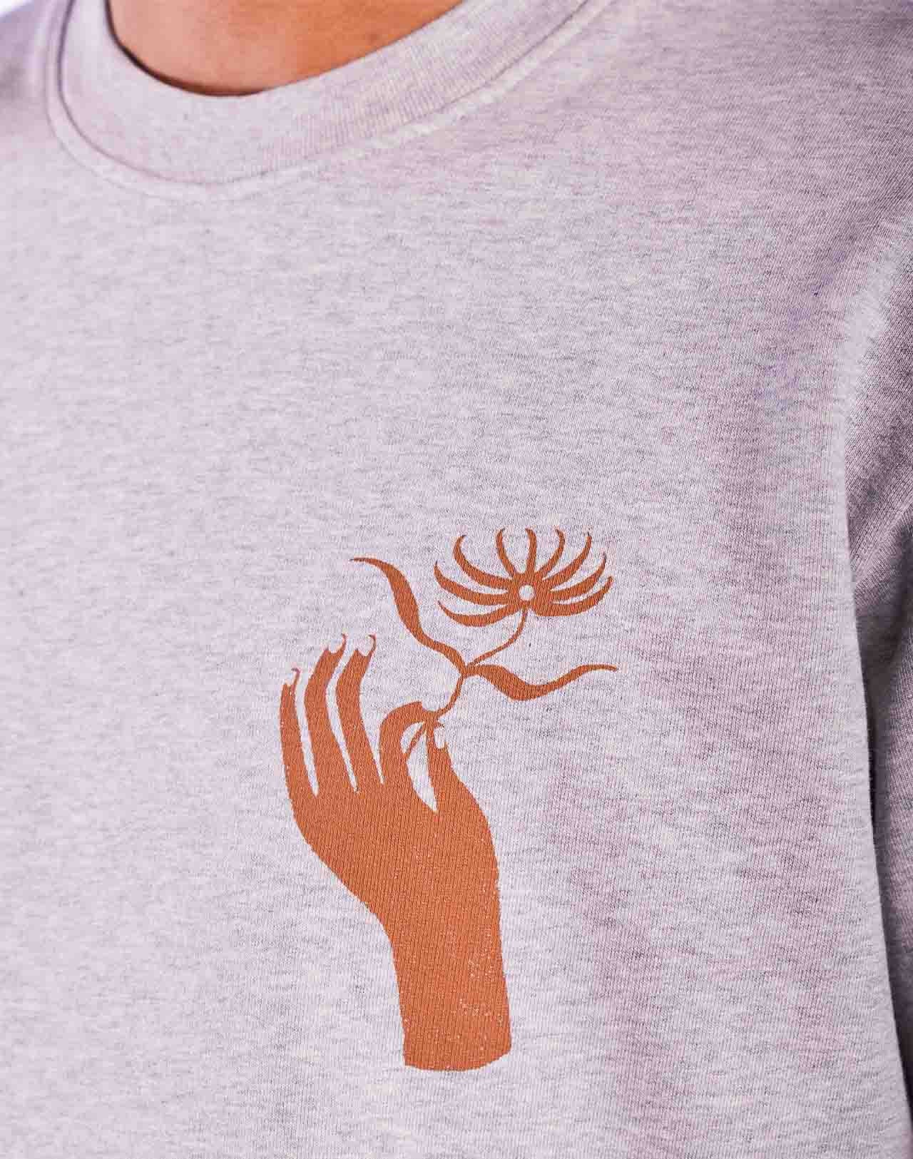 Sweat en coton biologique | gris "Sweat labyrinth dahlia gris chine - heather grey"