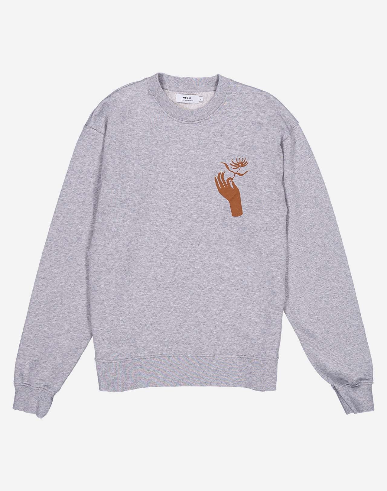 Sweat en coton biologique | gris "Sweat labyrinth dahlia gris chine - heather grey"