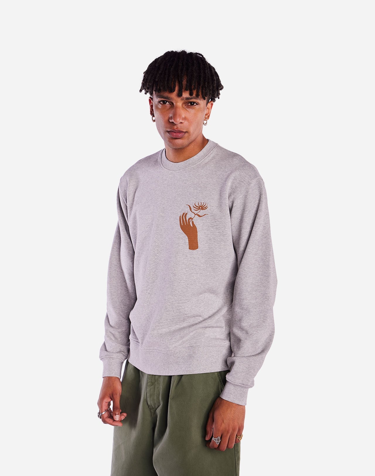 Sweat en coton biologique | gris "Sweat labyrinth dahlia gris chine - heather grey"