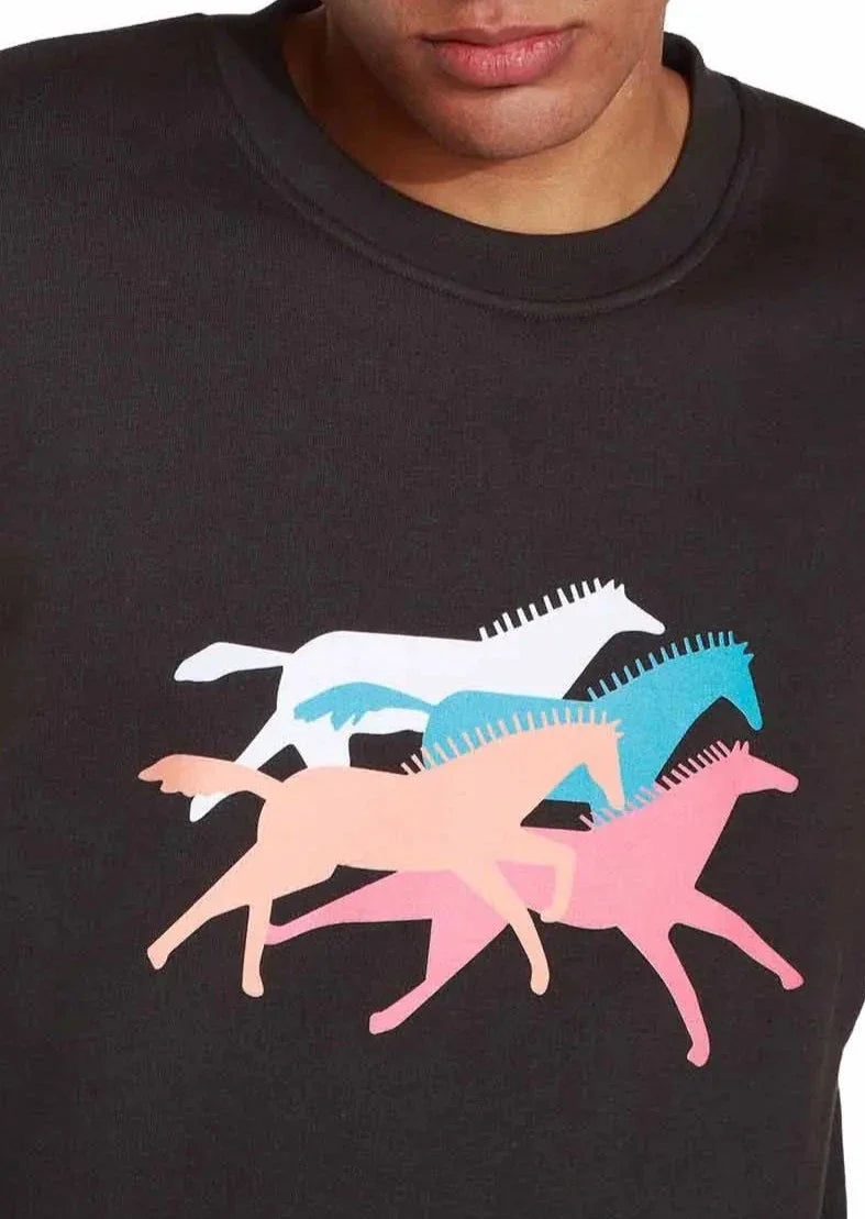 Sweat imprimé en coton bio | noir "mustang noir carbone"