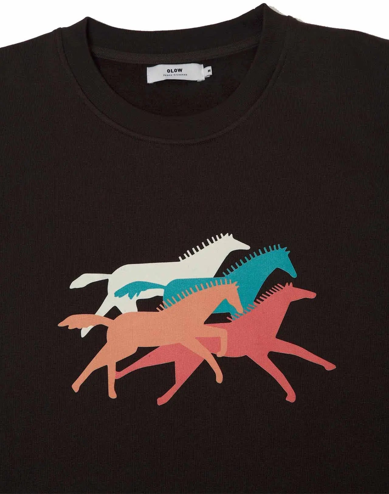 Sweat imprimé en coton bio | noir "mustang noir carbone"