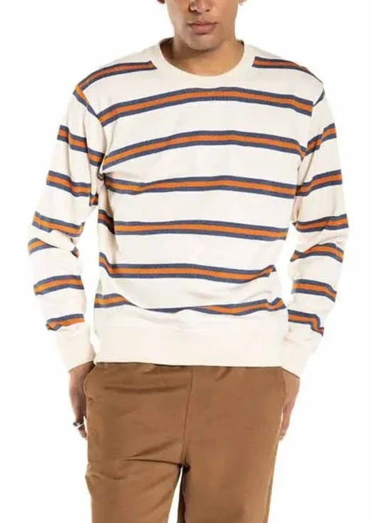 Sweat rayé en coton bio | beige "wigan ivoire"