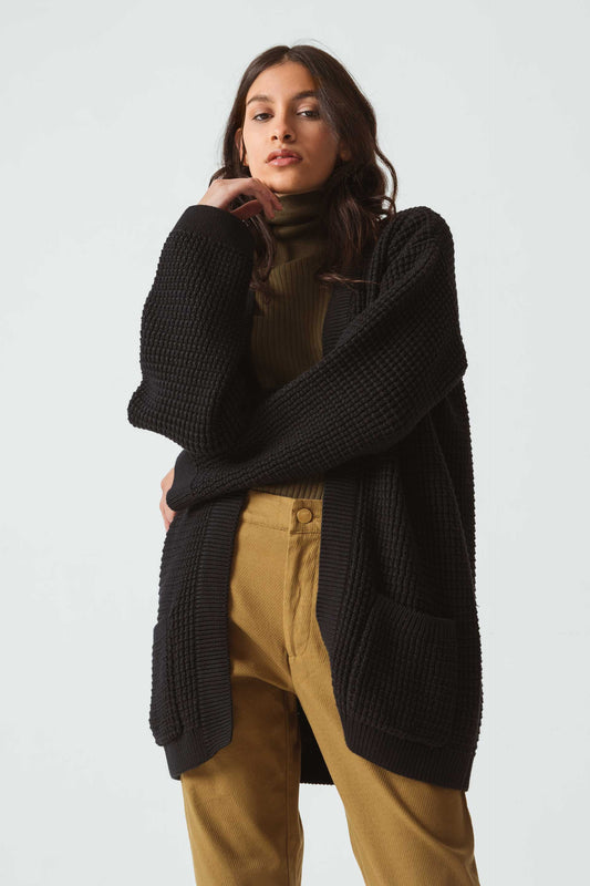Gilet en tricot de coton bio | Noir "alesa sweater f232n"