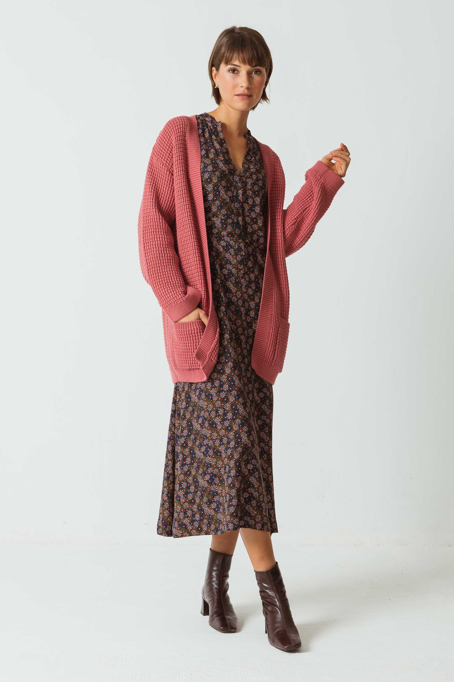 Cardigan tricoté en coton bio | Rose "alesa sweater"