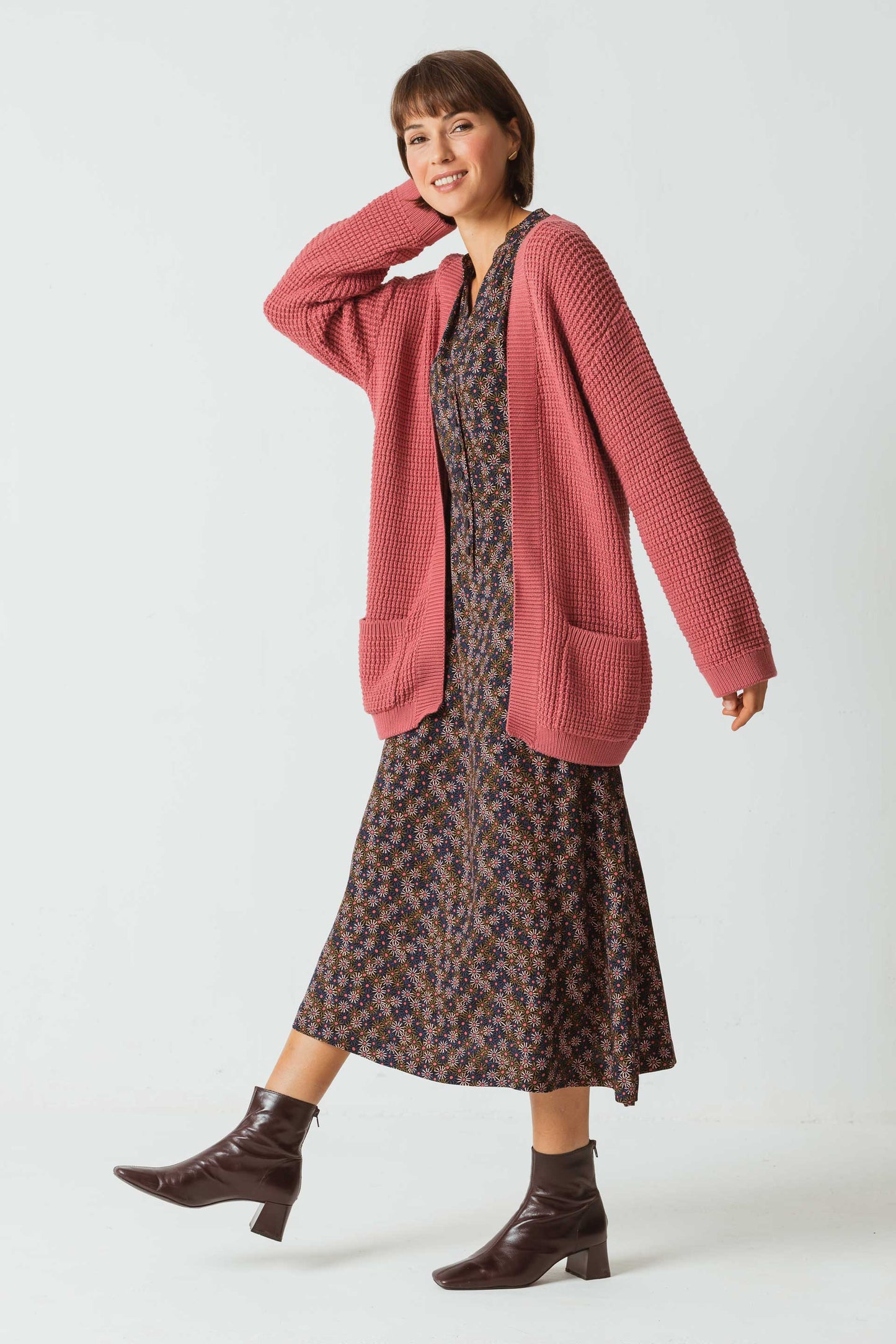 Cardigan tricoté en coton bio | Rose "alesa sweater"