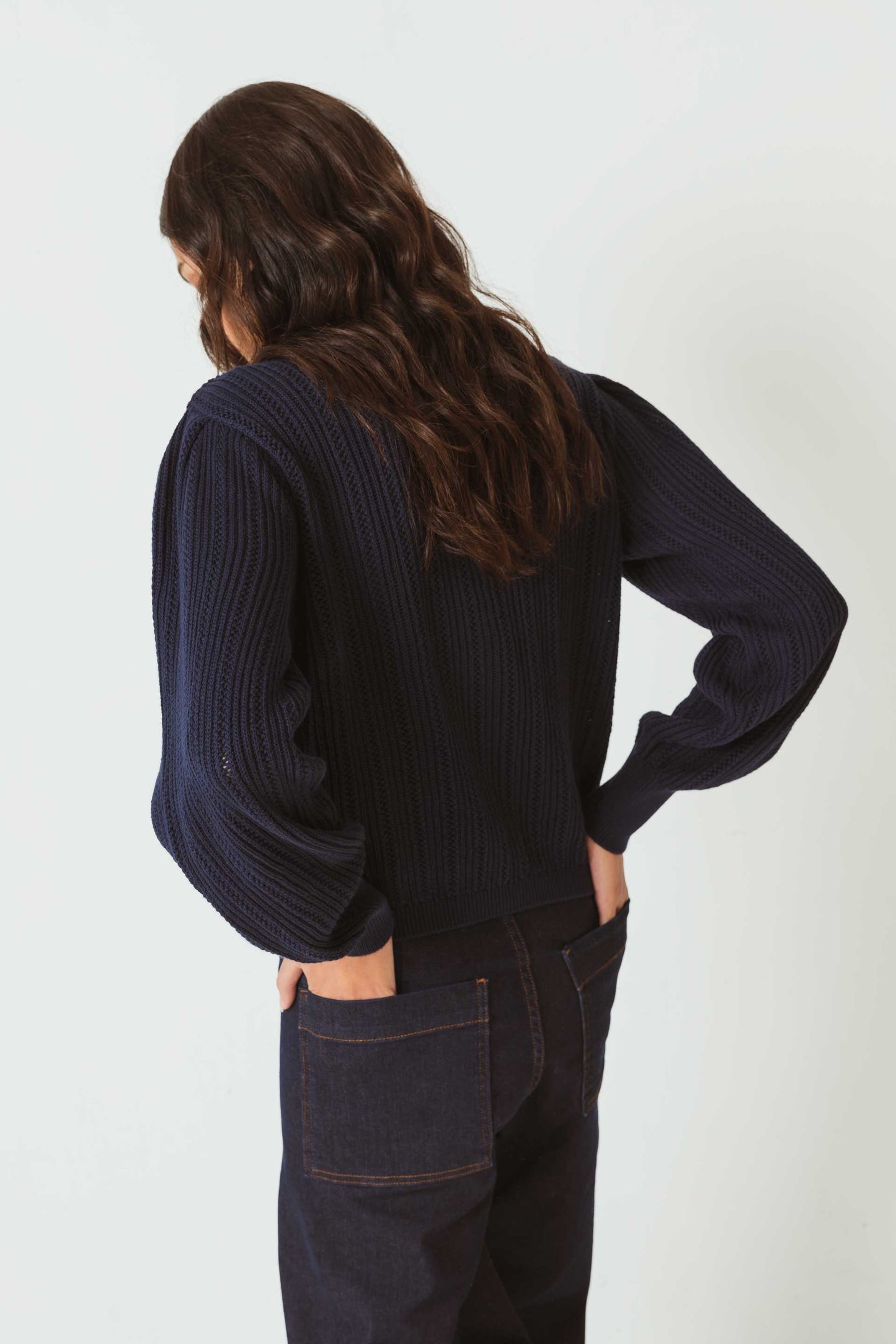 Gilet en tricot de coton bio | Marine "garine sweater f23b9