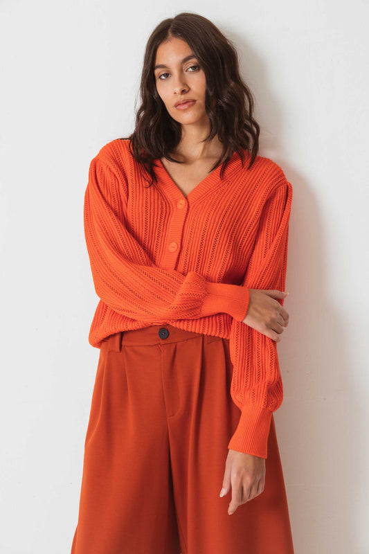 Gilet en tricot de coton bio | Orange "garine sweater f23n6"