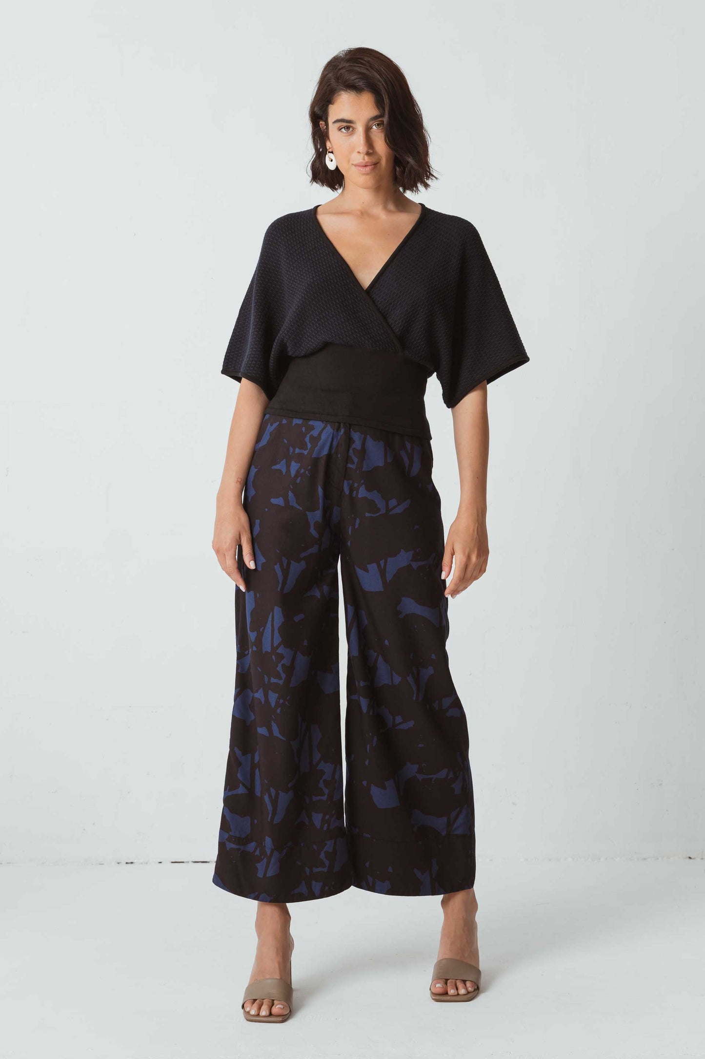 Top kimono noir en coton bio - camiseta tala black