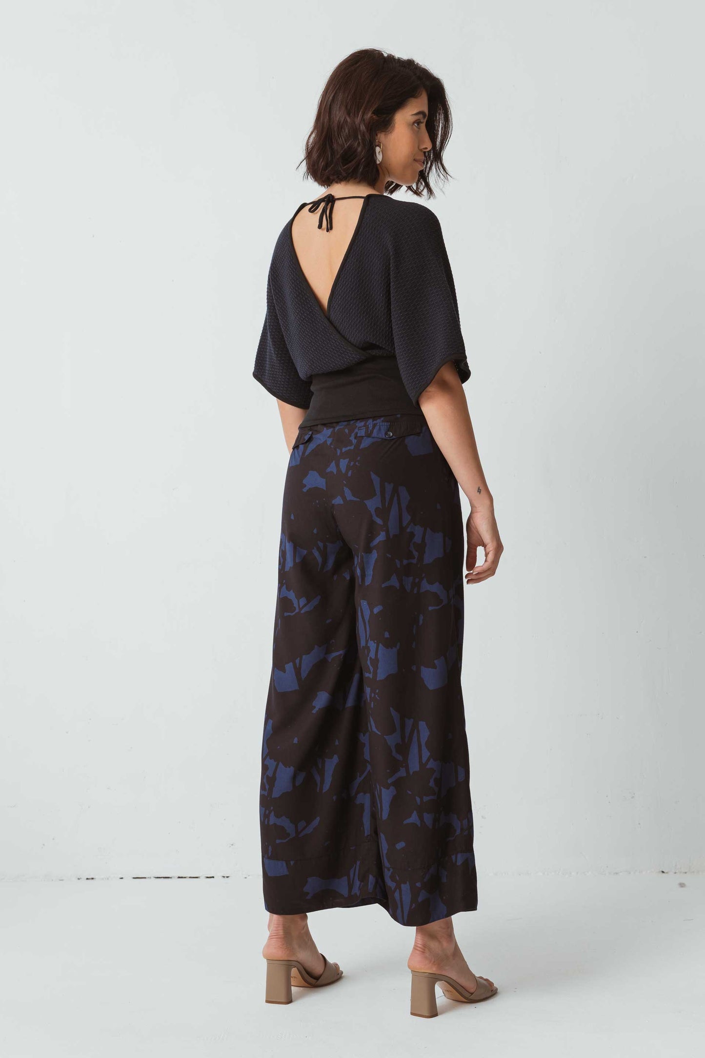 Top kimono noir en coton bio - camiseta tala black