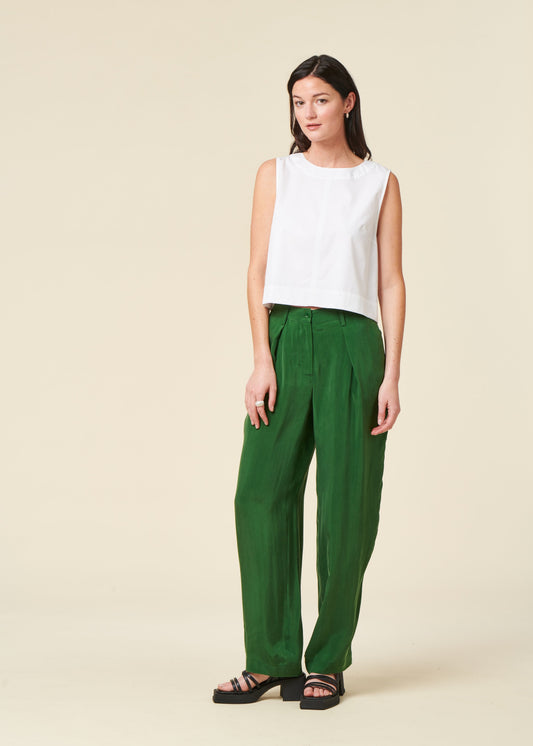 Pantalon ample fluide en cupro | vert "Dill cirila pants - green"