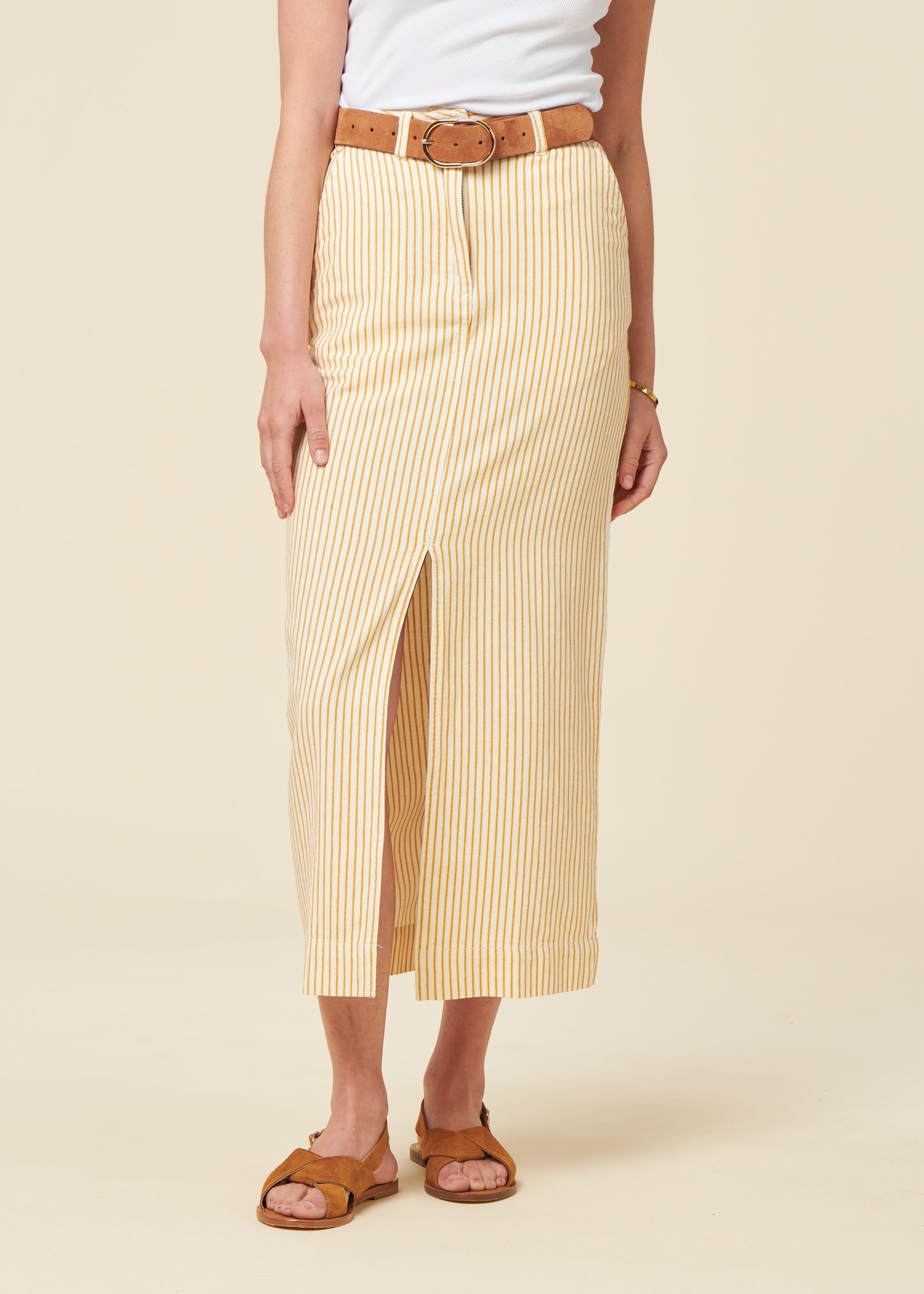 Jupe en coton biologique | jaune "Skirt finsta work stripe yellow - yellow"