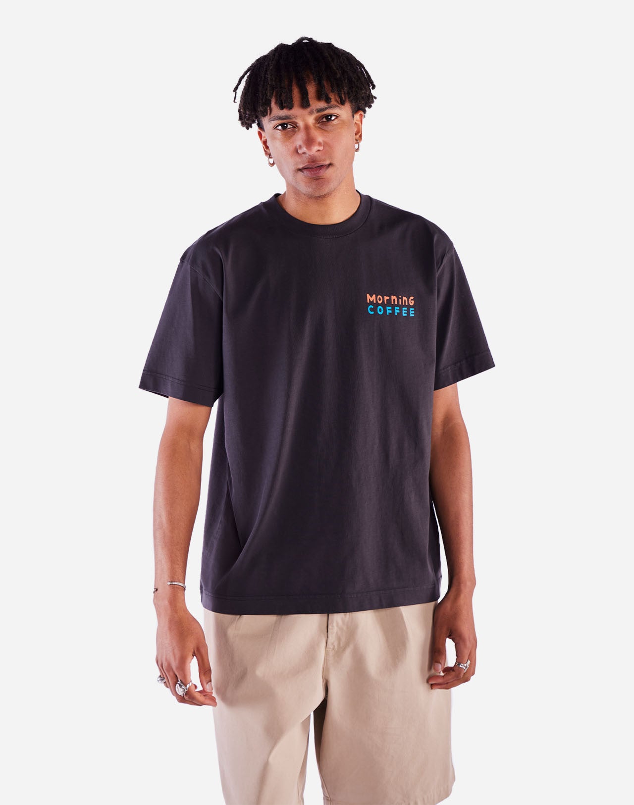 T-shirt en coton bio | noir "morning coffee noir carbone"