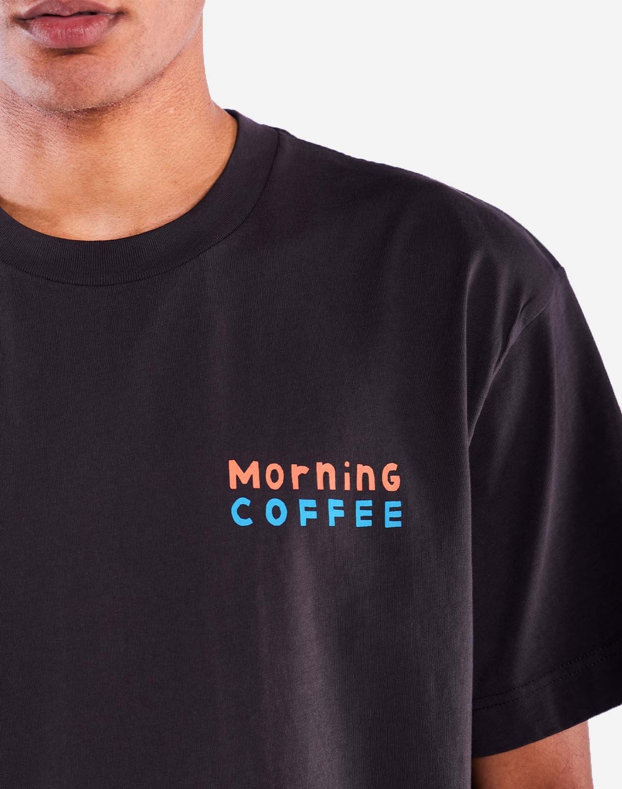 T-shirt en coton bio | noir "morning coffee noir carbone"