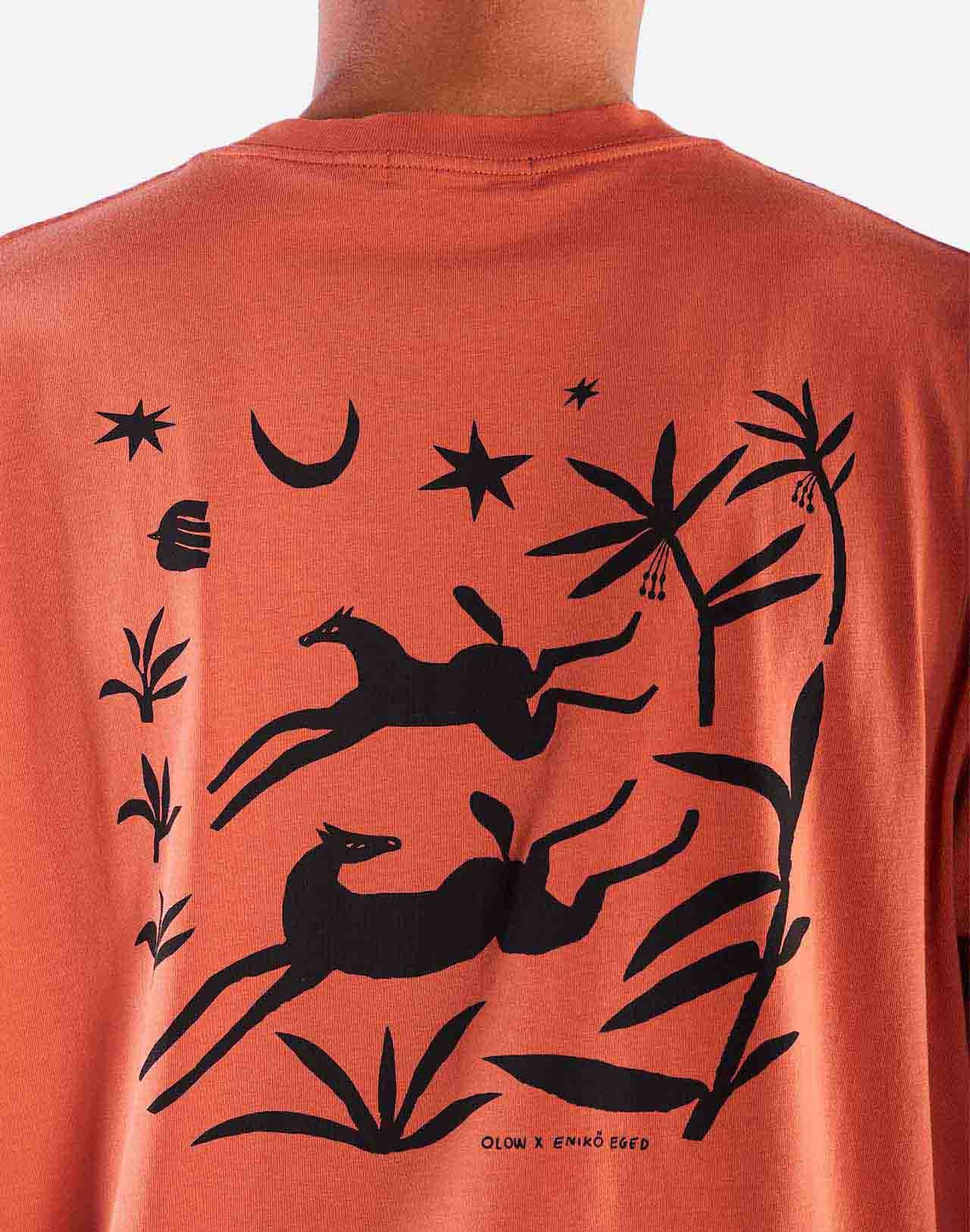 T-shirt en coton bio | orange "night trip mandarine"