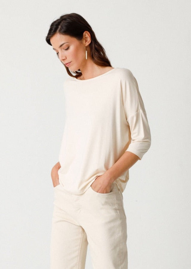 T-shirt ample en modal | beige "bederatzi t-shirt cream"