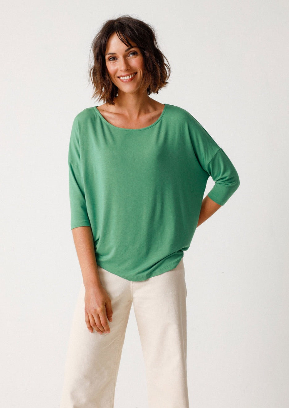 T-shirt ample en modal | Vert "bederatzi t-shirt grass green"