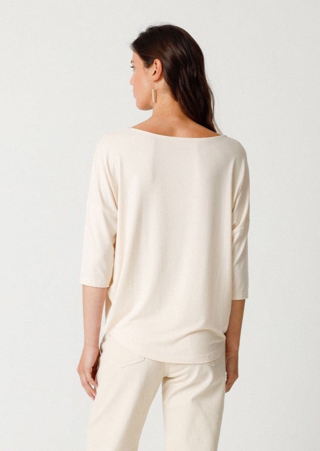 T-shirt ample en modal | beige "bederatzi t-shirt cream"