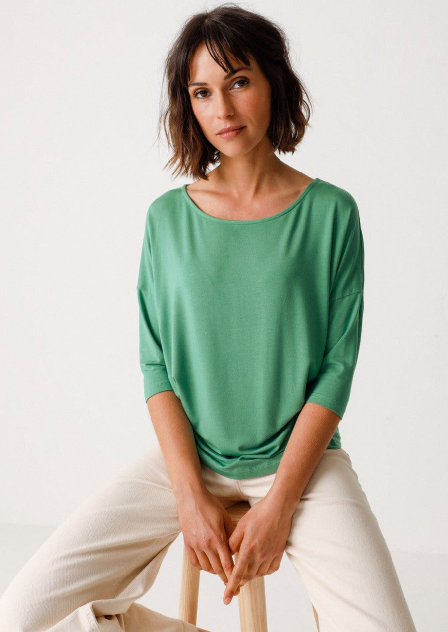 T-shirt ample en modal | Vert "bederatzi t-shirt grass green"