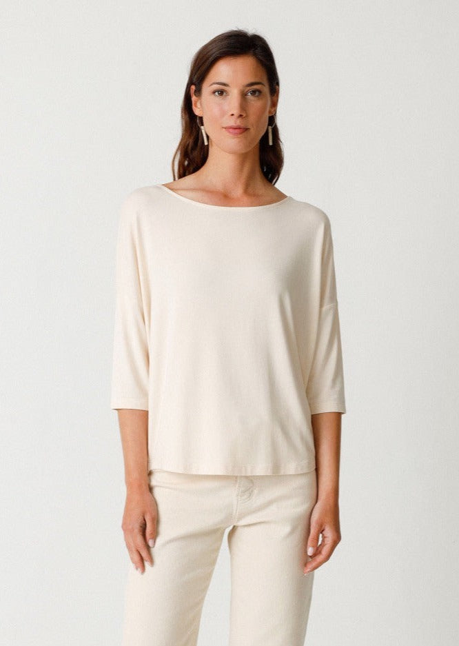 T-shirt ample en modal | beige "bederatzi t-shirt cream"