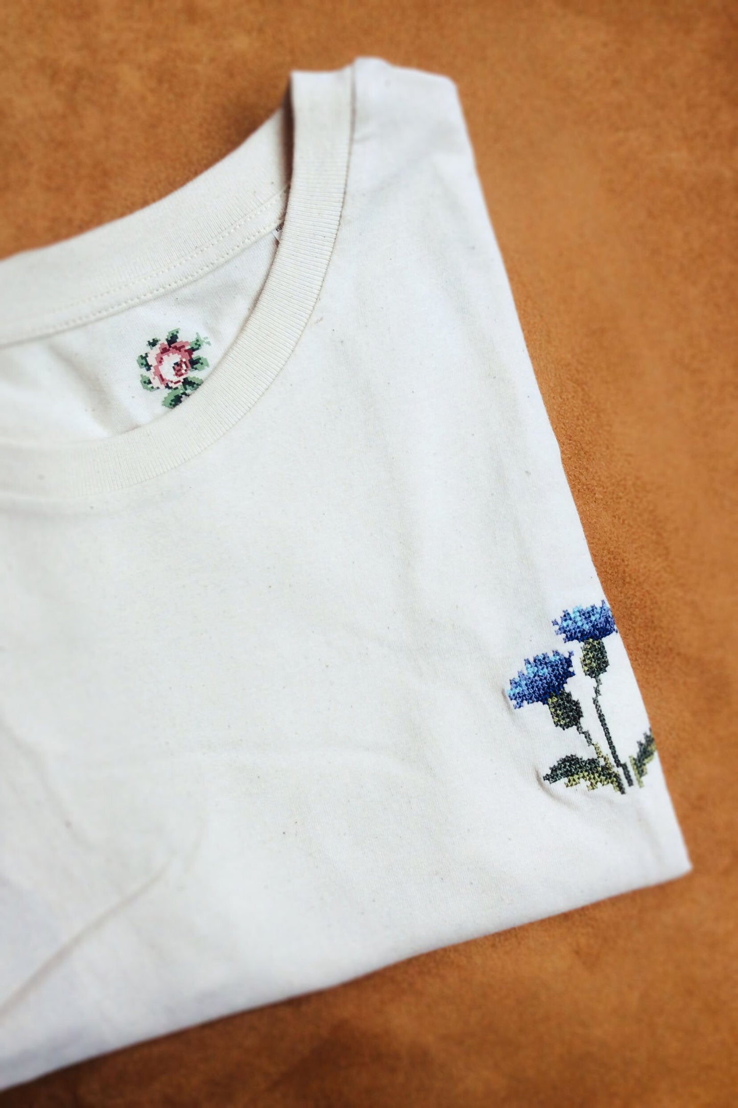 T-shirt écru brodé en coton bio - Chardon homme