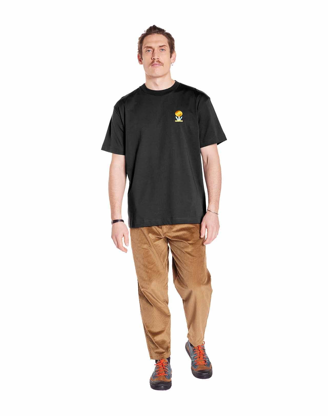 T-shirt imprimé en coton bio | noir "countryside noir carbone"