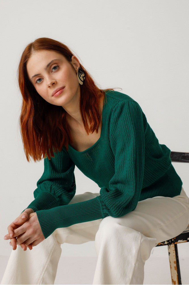 Pull en coton bio | vert "camiseta dudea basil green"