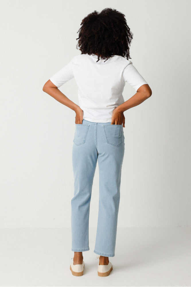 T-shirt col V en coton bio | Blanc "hamalau white"