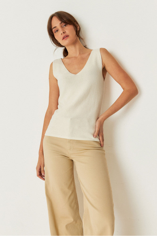 Top maille en coton biologique | beige "maixa-gots t-shirt - cream"