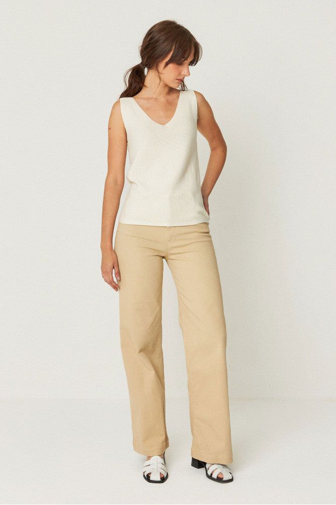 Top maille en coton biologique | beige "maixa-gots t-shirt - cream"