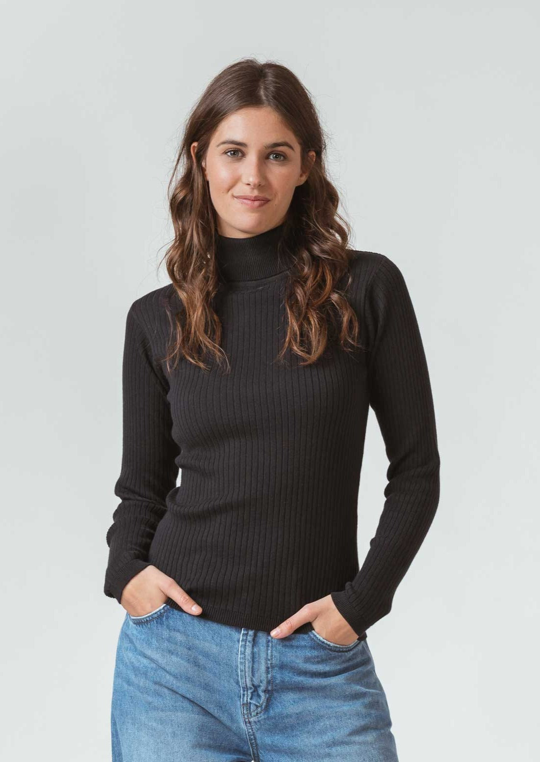 Pull col roulé en coton bio | Anthracite "aldara women t-shirt"