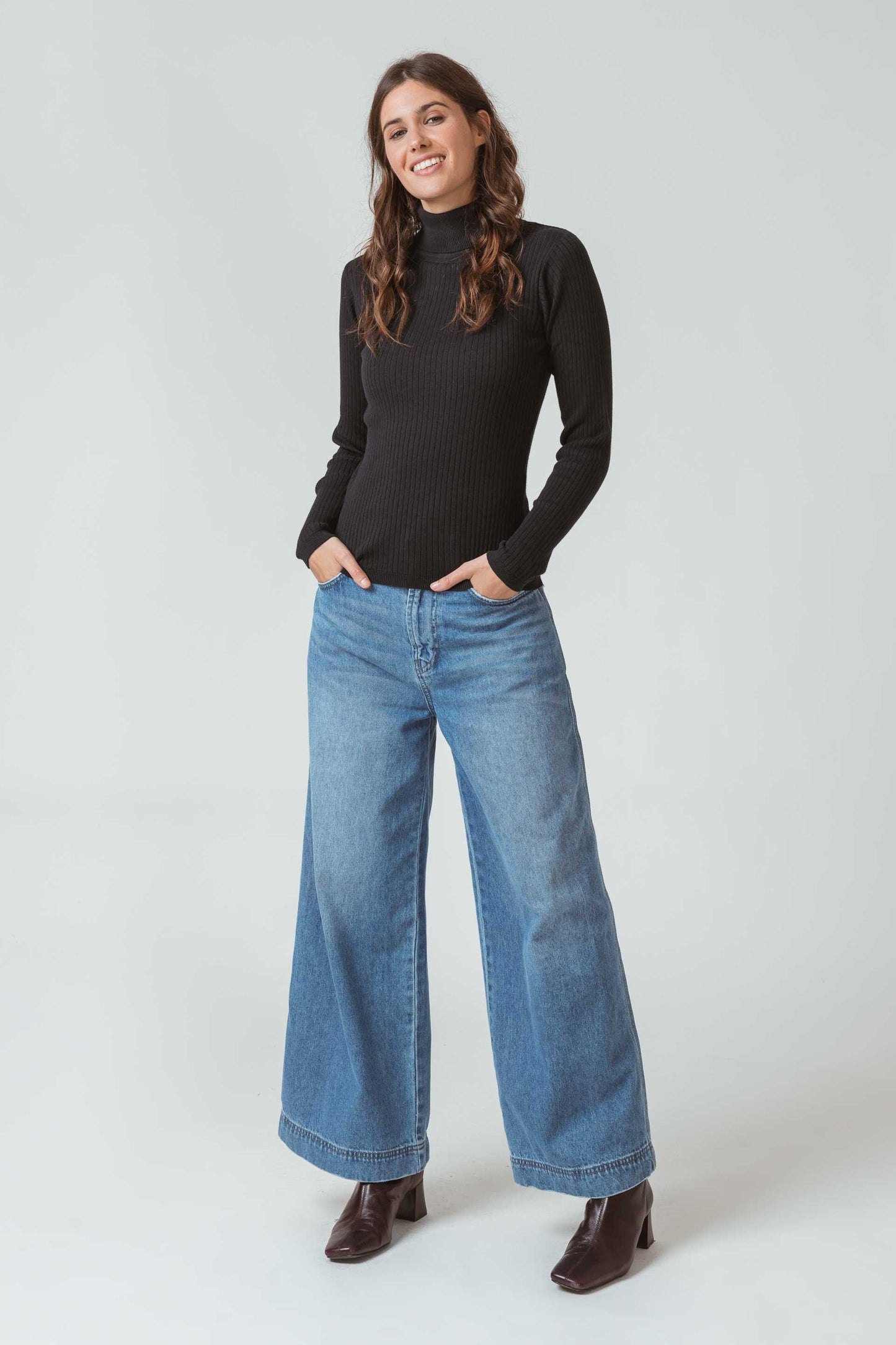 Pull col roulé en coton bio | Anthracite "aldara women t-shirt"