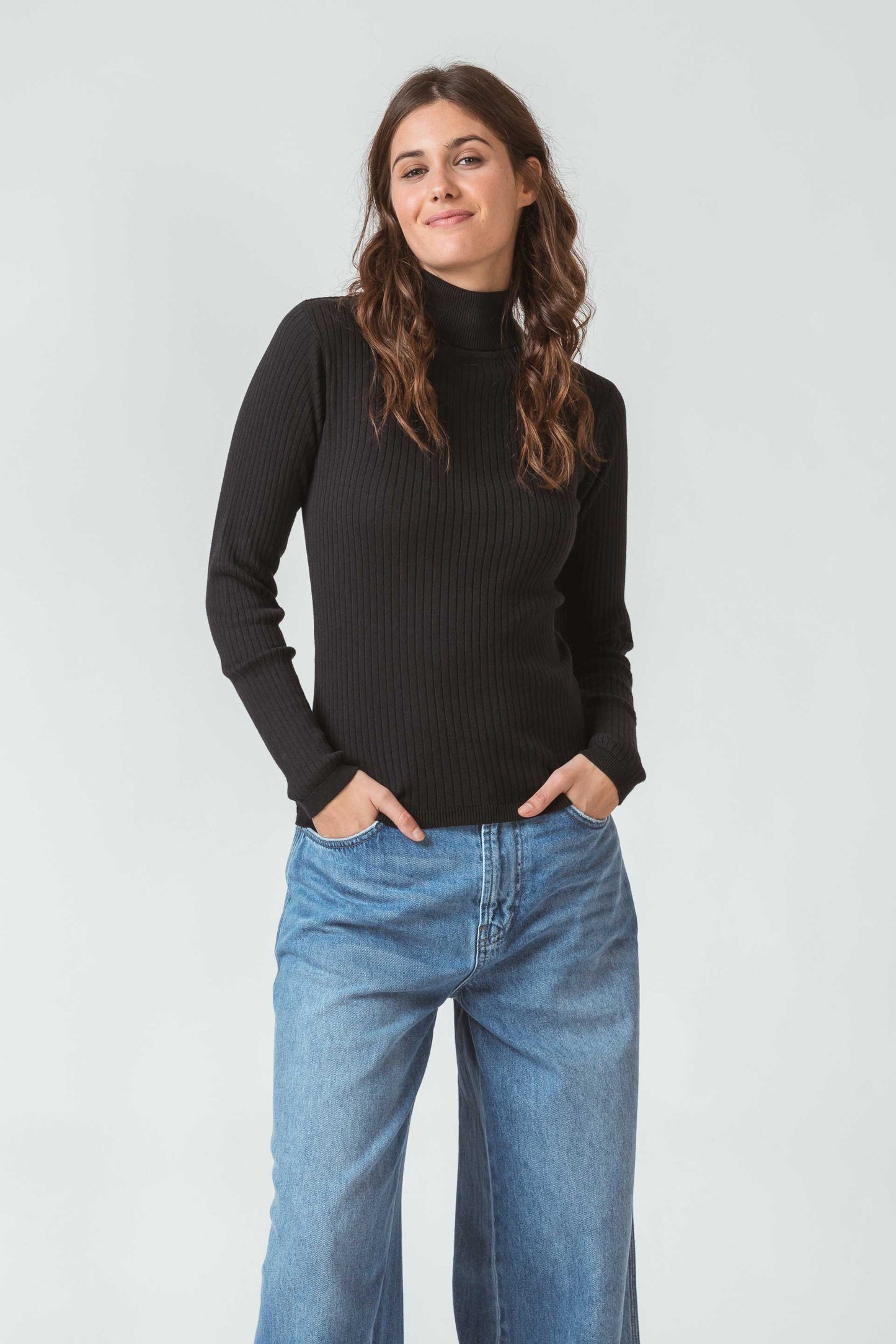 Pull col roulé en coton bio | Anthracite "aldara women t-shirt"