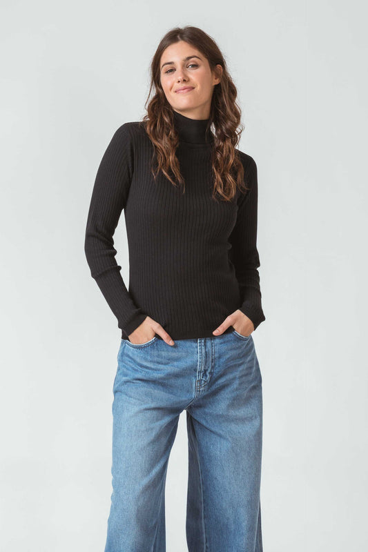 Pull col roulé en coton bio | Anthracite "aldara women t-shirt"