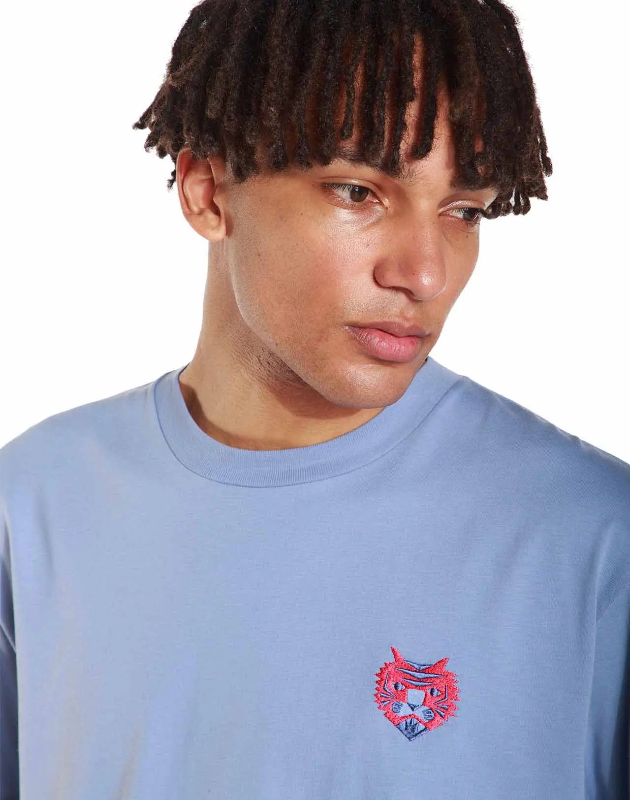 T-shirt imprimé en coton bio | bleu "tiger balm bleu azur"