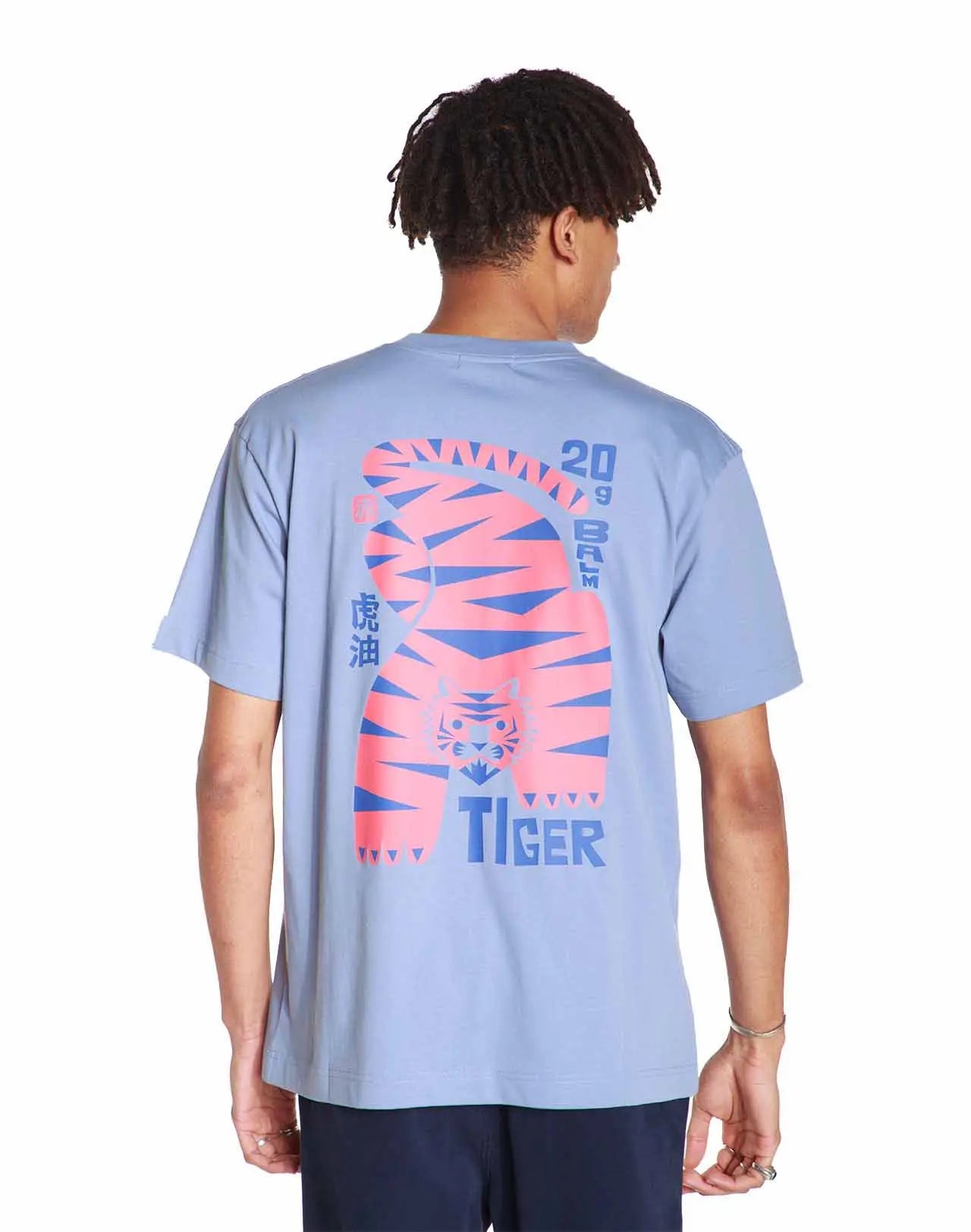 T-shirt imprimé en coton bio | bleu "tiger balm bleu azur"