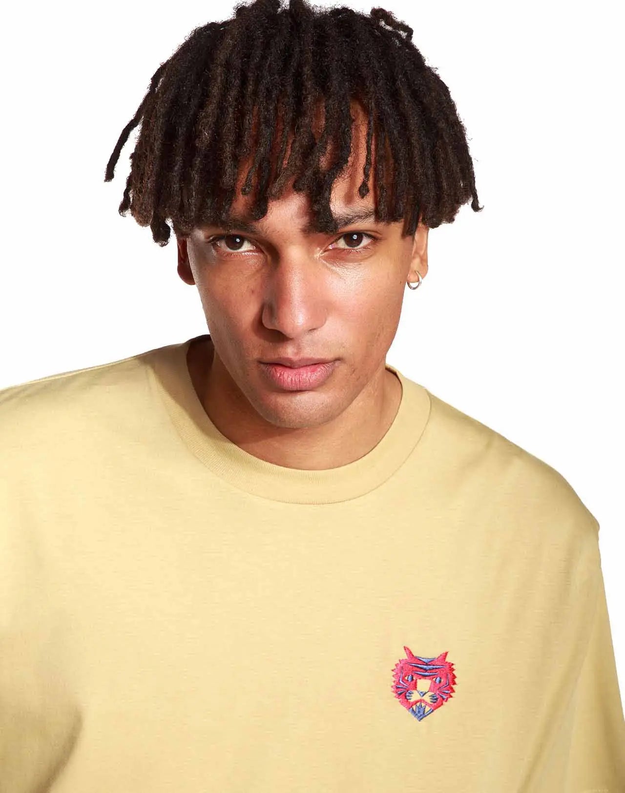 T-shirt imprimé en coton bio | beige "tiger balm sable"