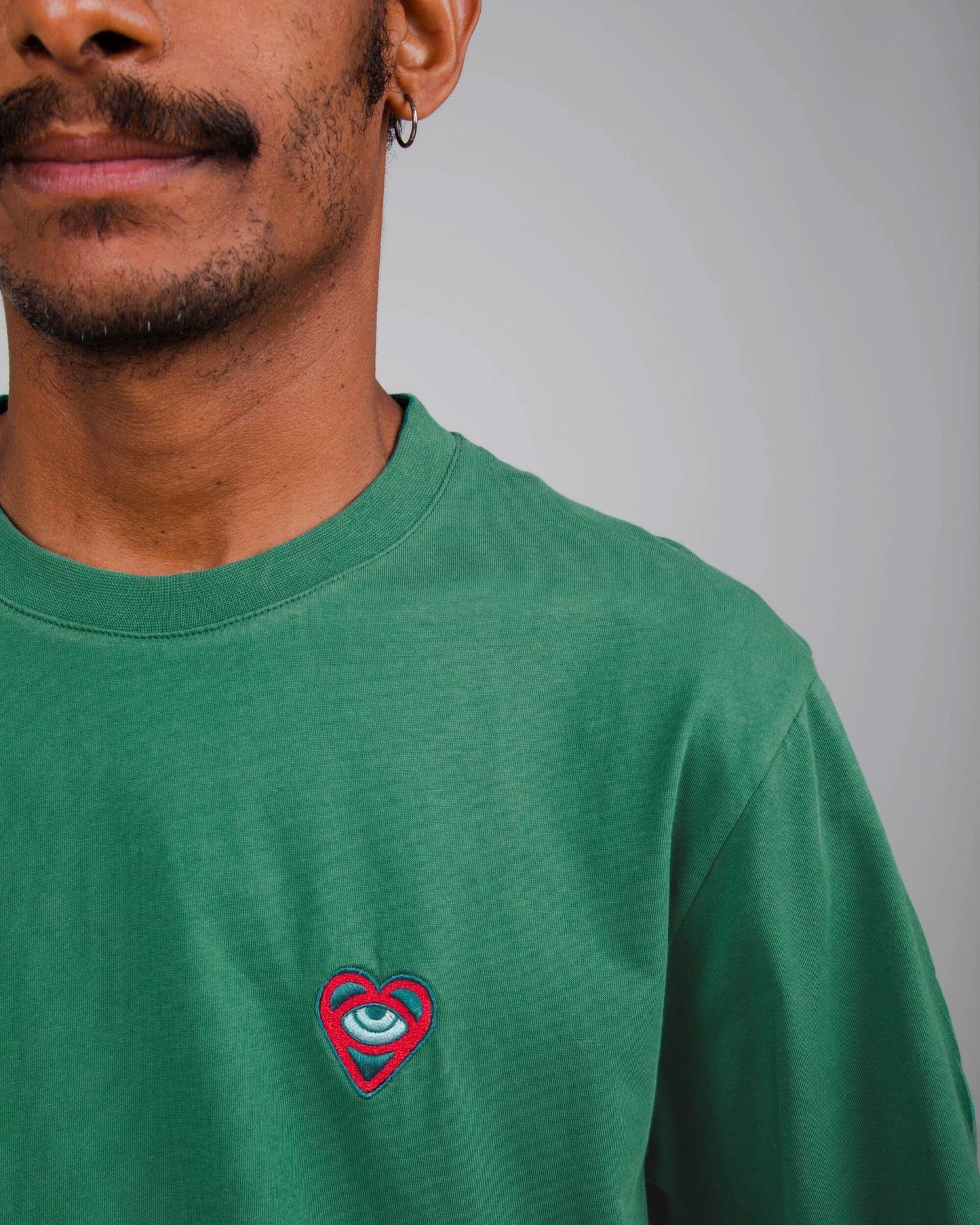 T-shirt turquoise imprimé en coton bio - heart t-shirt morera green