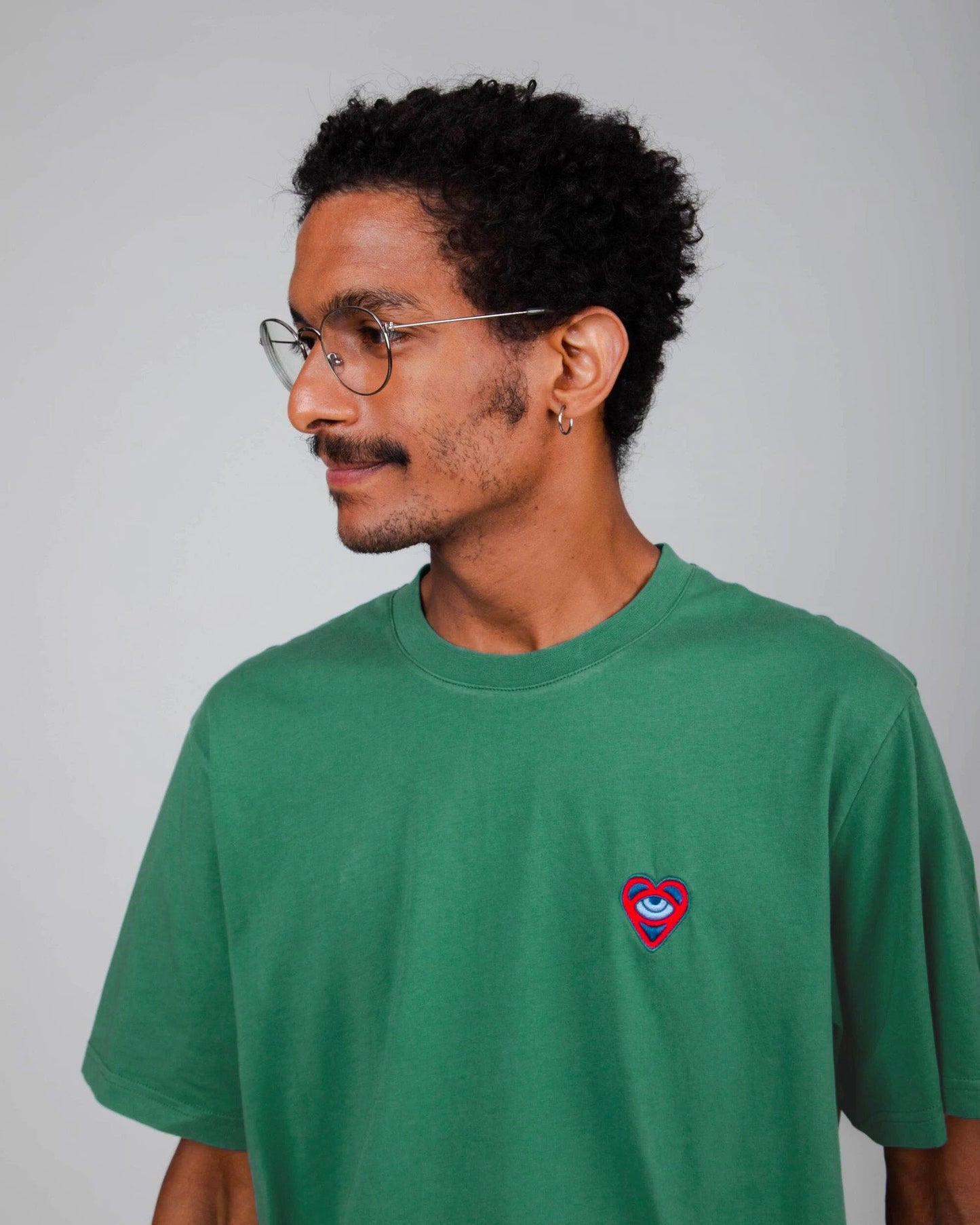 T-shirt turquoise imprimé en coton bio - heart t-shirt morera green