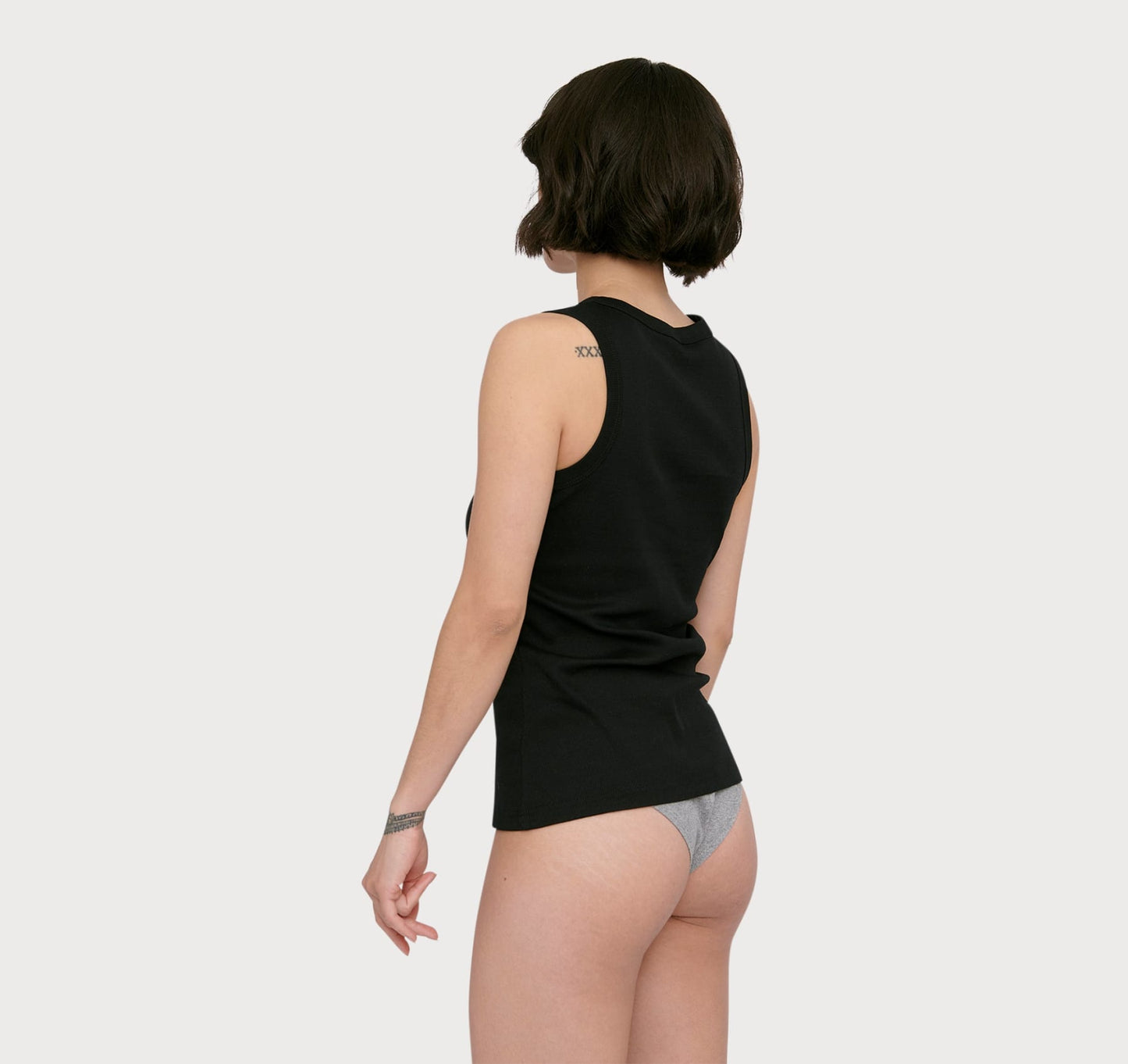 Débardeur noir côtelé en coton bio - rib-flex tank top black