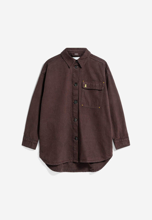 Surchemise en coton recyclé | marron "taale gmt dye dark swamp"