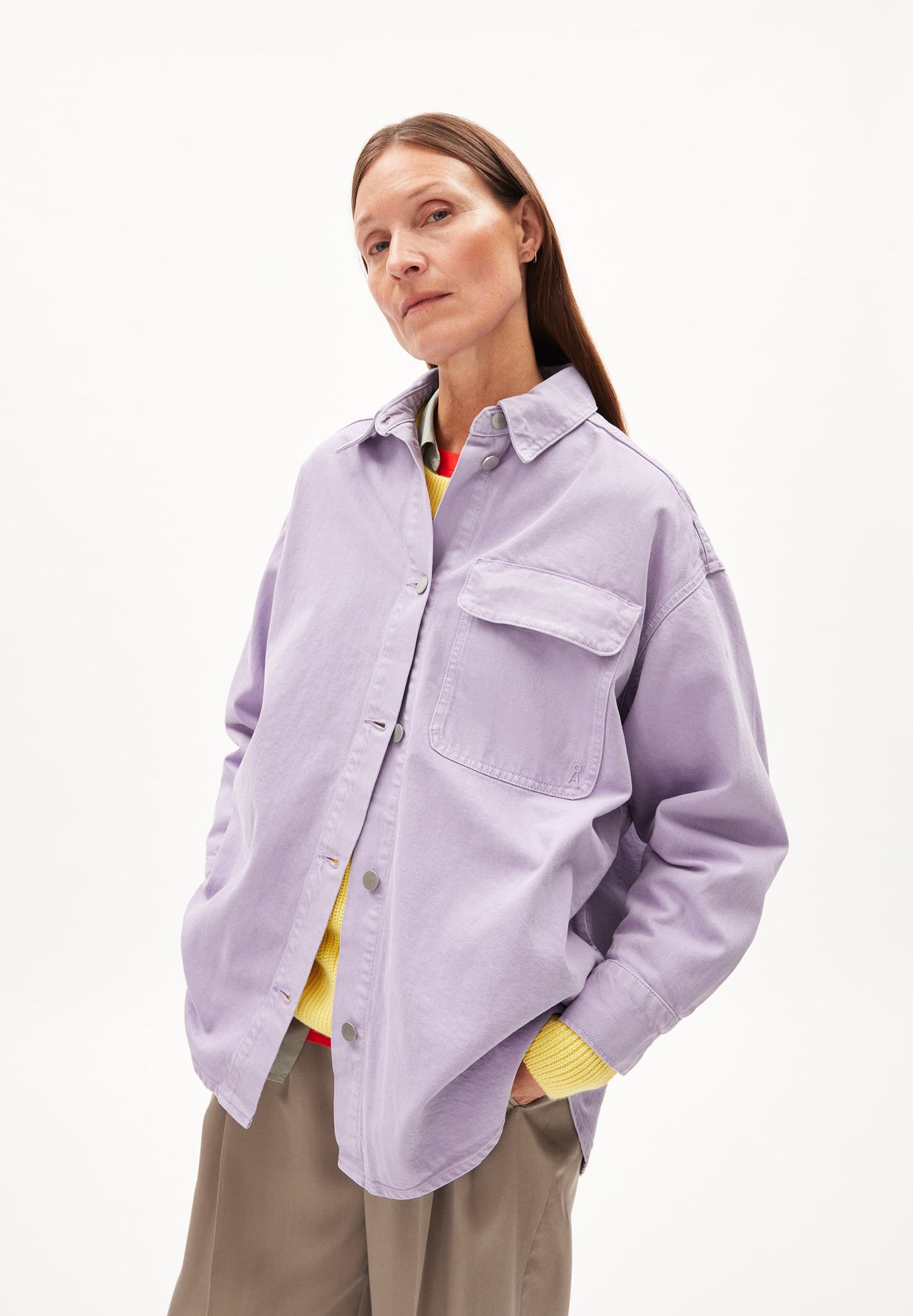 Surchemise en coton recyclé | violet "taale gmt dye lavender light"