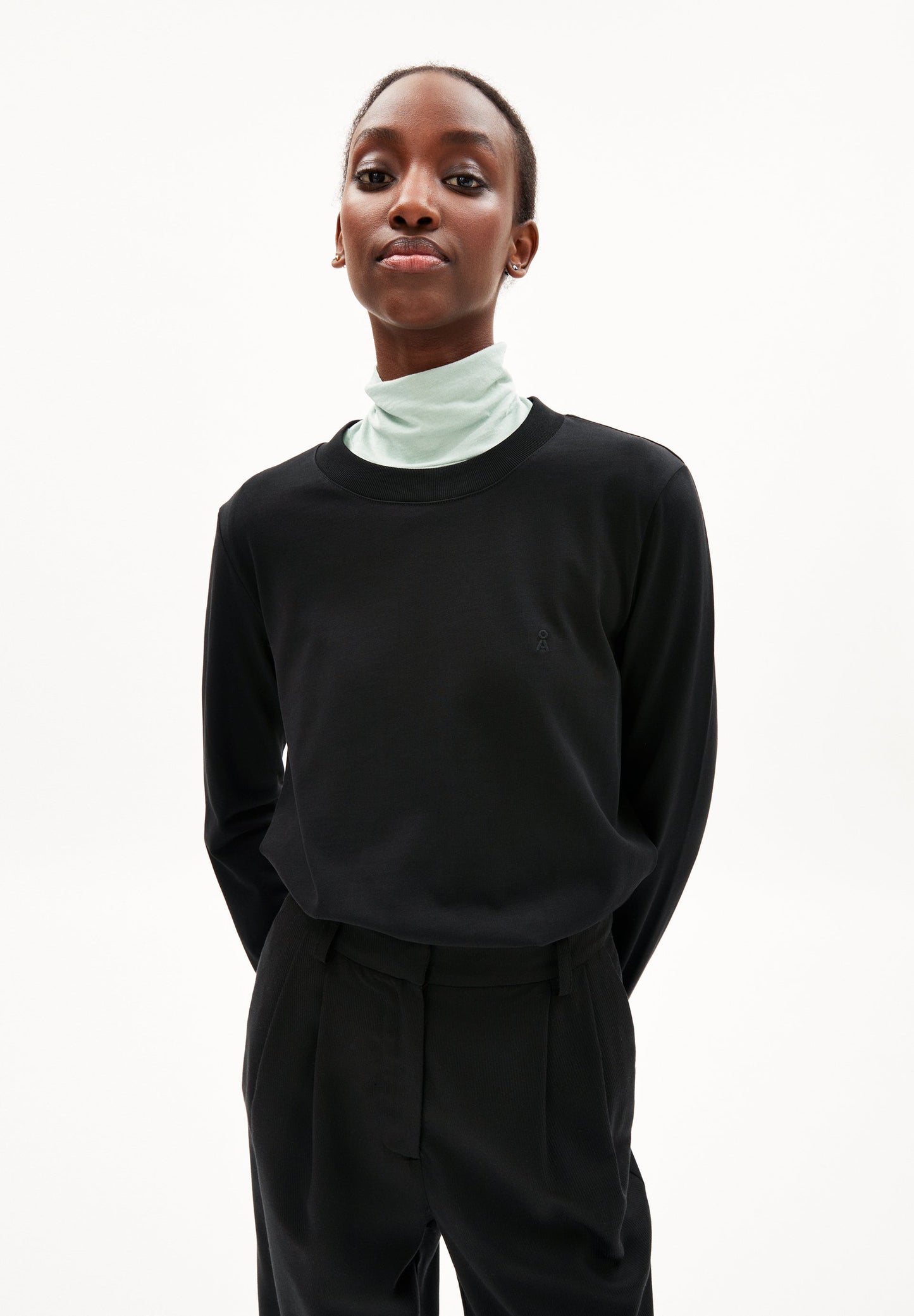 T-shirt manches longues épais noir en coton bio - taami black
