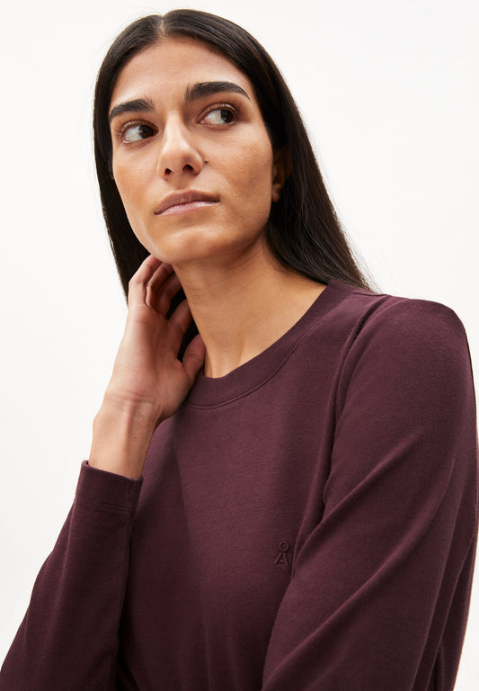 T-shirt manches longues épais prune en coton bio - taami  fudge