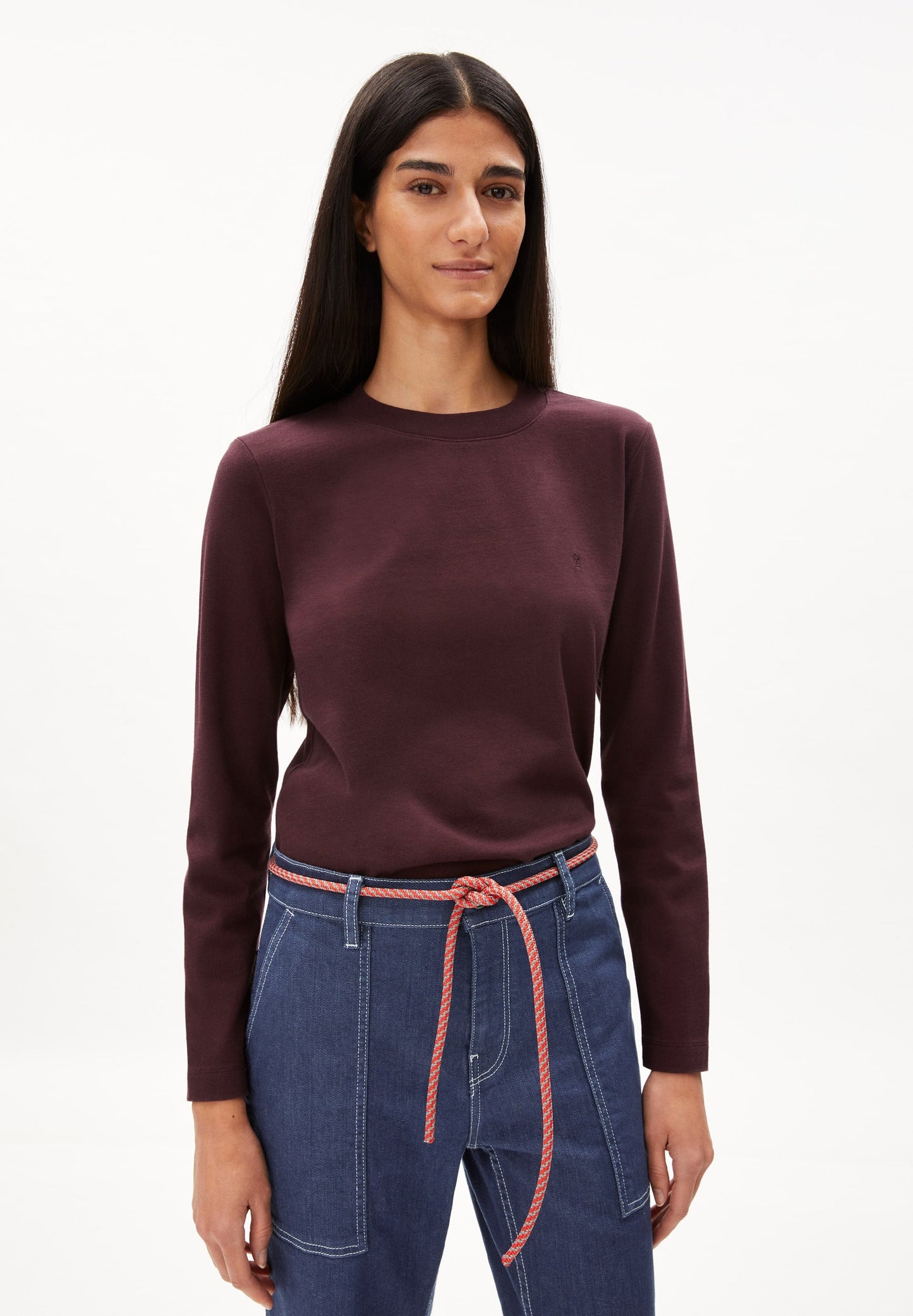 T-shirt manches longues épais prune en coton bio - taami  fudge