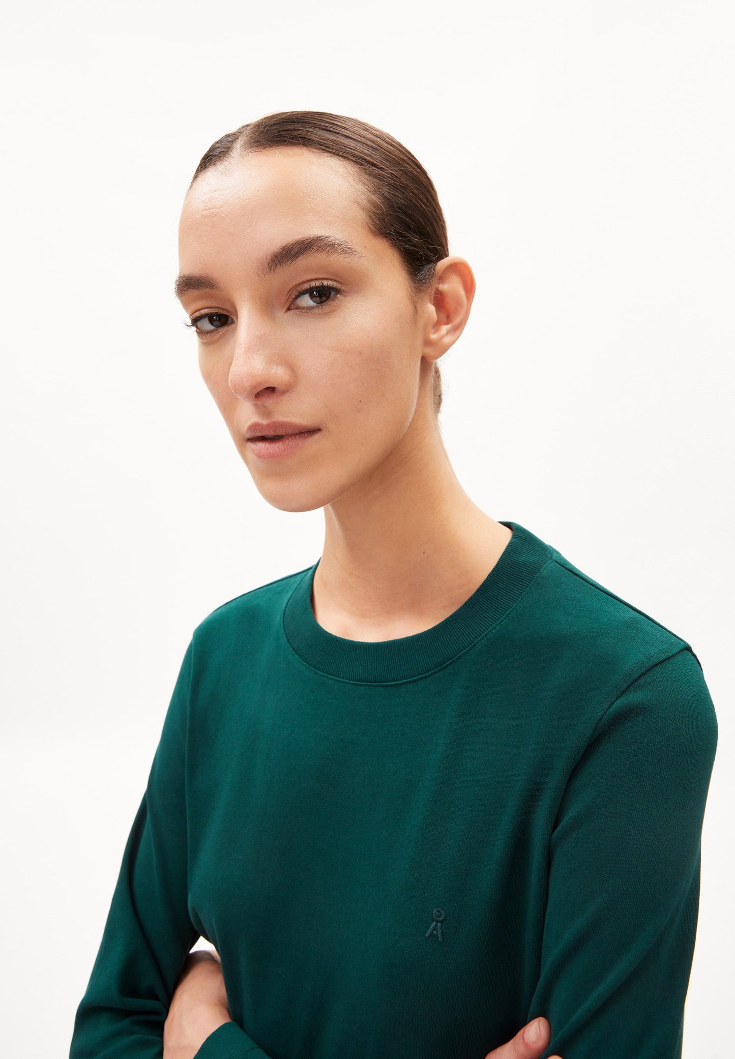 T-shirt manches longues en coton bio | vert "taaminiaa - teal stone"