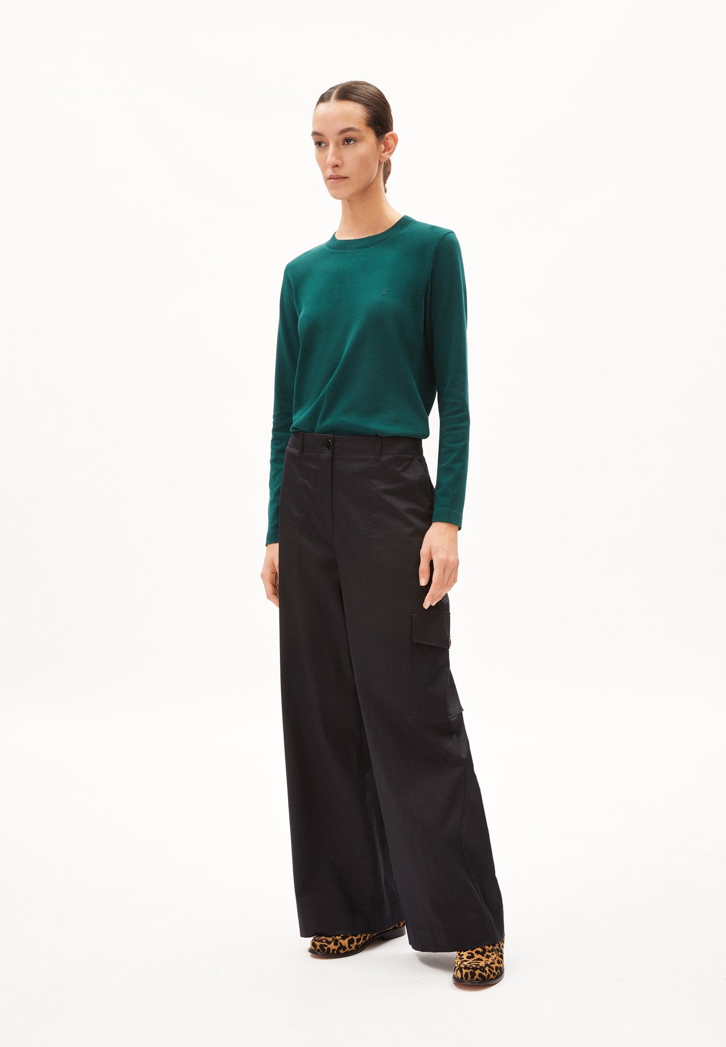 T-shirt manches longues en coton bio | vert "taaminiaa - teal stone"