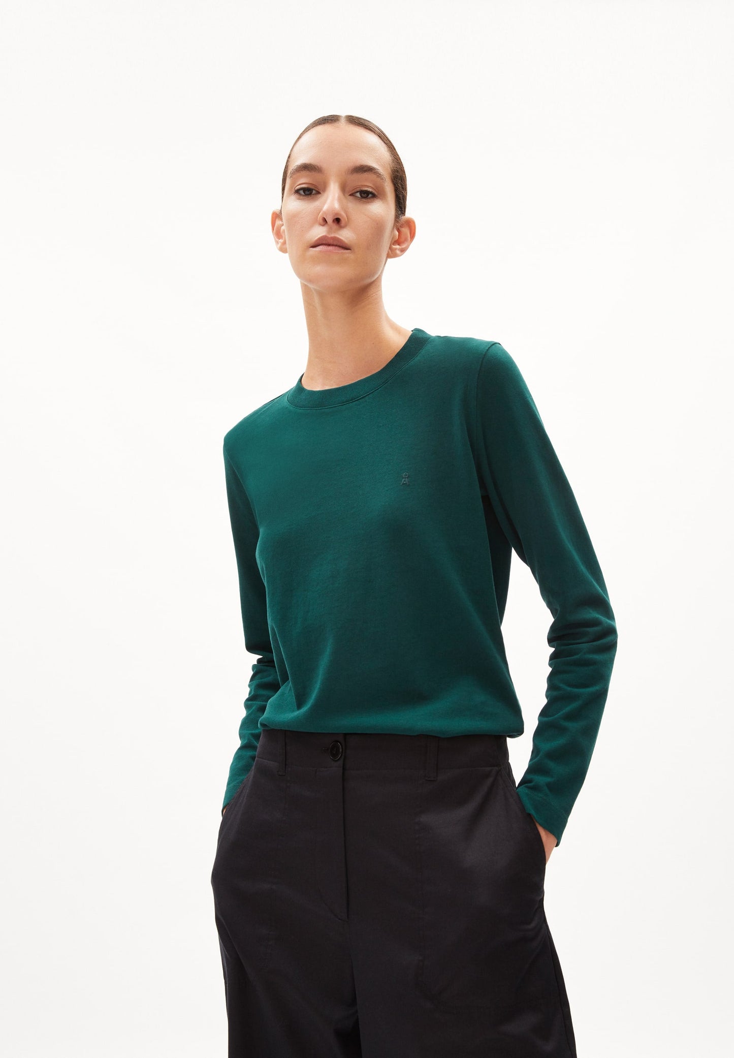 T-shirt manches longues en coton bio | vert "taaminiaa - teal stone"